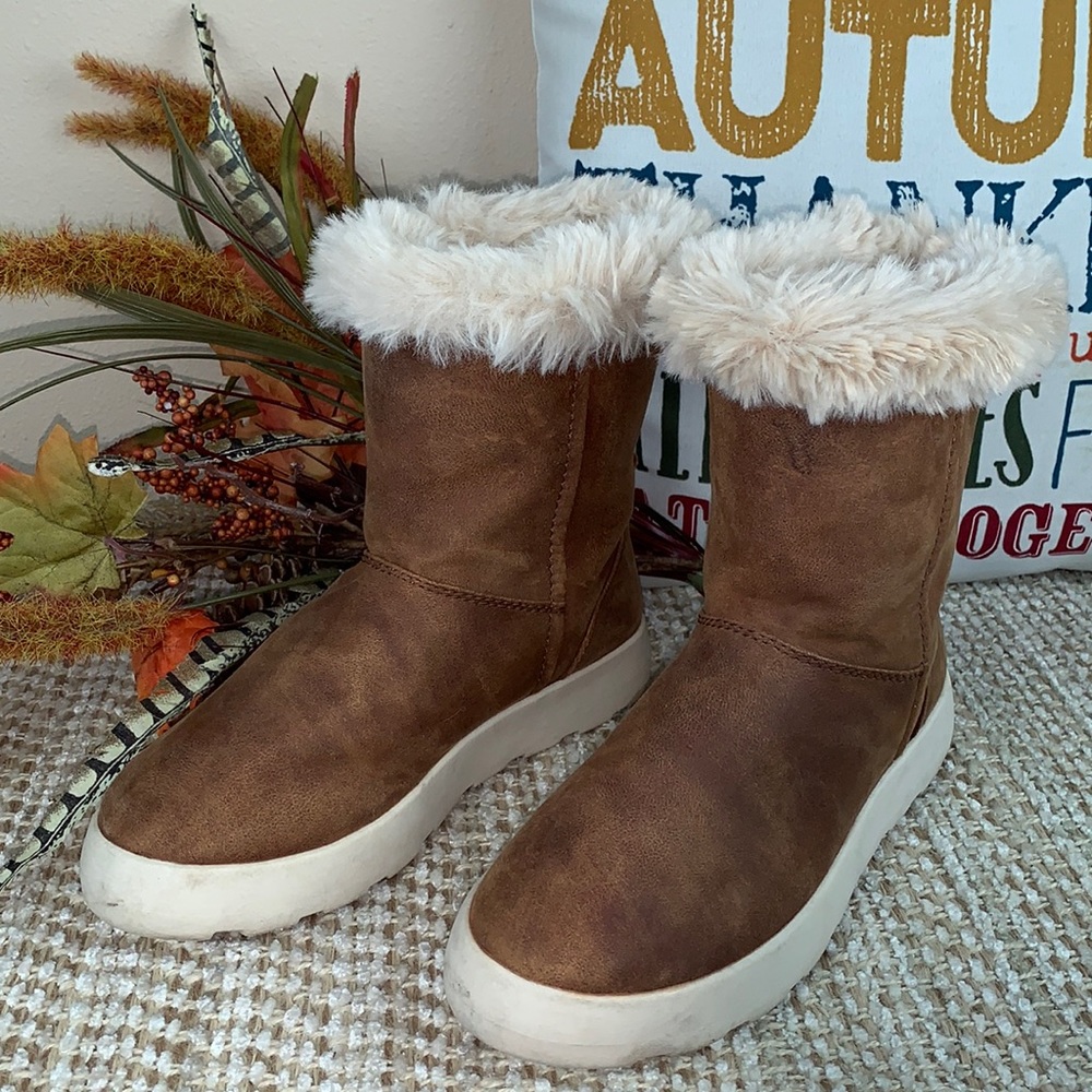 Zara Women’s Brown Faux Fur Lined Booties Size EU 35 USA 5